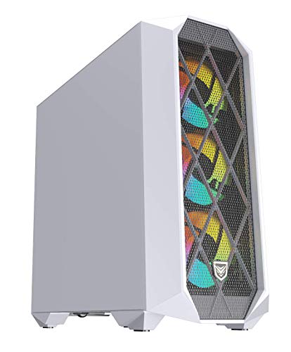 Nfortec Synistra Torre Gaming ATX 3.0 RGB con Frontal Mallado, más de 20 Modos de iluminación e Instalación en Formato Vertical - Color Blanco