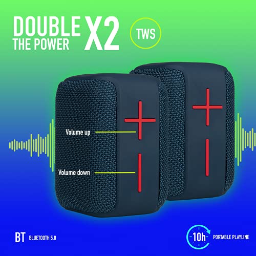 NG Roller Coaster Blue - Altavoz Bluetooth Portátil 10W Resistente al Agua Waterproof IPX6, con Batería Recargable y Entradas USB/Micro SD/AUX IN, Azul