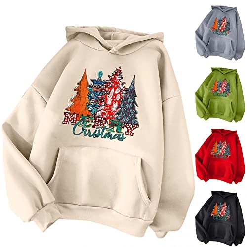 NHNKB Sudadera con capucha para mujer, diseño navideño, Negro , XXL