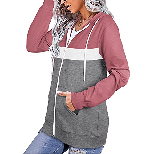 NHNKB Sudadera con capucha y cremallera para mujer, para otoño e invierno y primavera