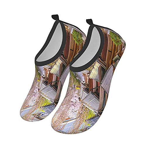 Nicokee Old Town Kyoto Zapatos de agua Japón Primavera Paisaje Sakura Blossom Yukata Scenic Beach Aqua Yoga Calcetines para hombres y mujeres, color, talla 42 EU