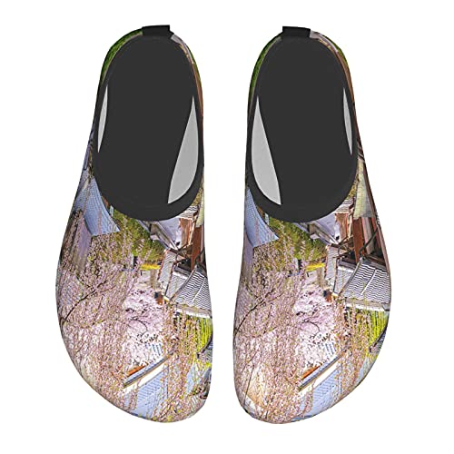 Nicokee Old Town Kyoto Zapatos de agua Japón Primavera Paisaje Sakura Blossom Yukata Scenic Beach Aqua Yoga Calcetines para hombres y mujeres, color, talla 42 EU