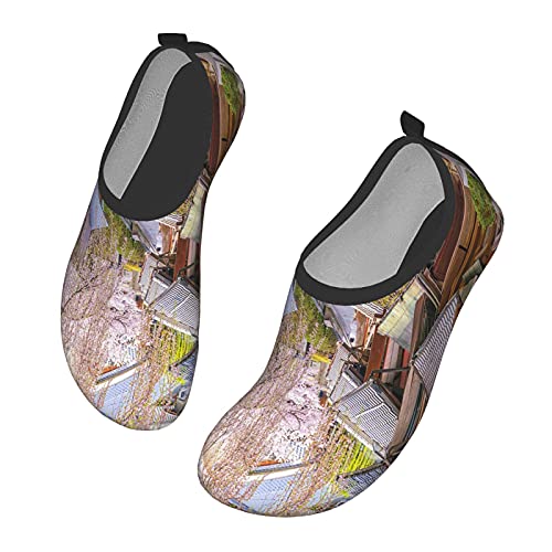 Nicokee Old Town Kyoto Zapatos de agua Japón Primavera Paisaje Sakura Blossom Yukata Scenic Beach Aqua Yoga Calcetines para hombres y mujeres, color, talla 42 EU