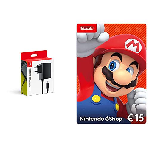 Nintendo - Adaptador De Corriente (Nintendo Switch) + Nintendo eShop Tarjeta de Regalo 15€ | Nintendo Switch - Código de Descarga