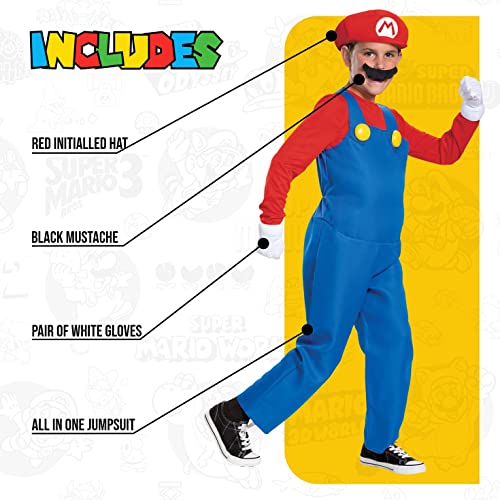Nintendo Disfraz Deluxe de Mario Super Mario Bros para niños - Talla M