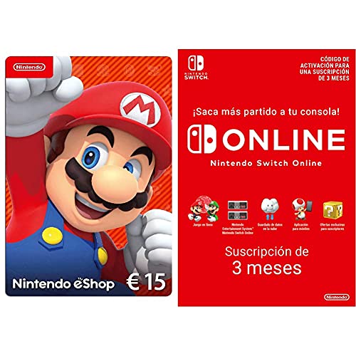 Nintendo eShop Tarjeta de regalo 15€ - (Código de descarga) + Nintendo Switch Online 3 Meses (Código de descarga)