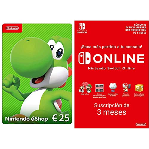 Nintendo eShop Tarjeta de regalo 25€ - (Código de descarga) + Nintendo Switch Online 3 Meses (Código de descarga)