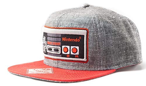 Nintendo Gorra Controller Gris y Rojo, Bordada, Material: 100% algodón, tamaño Ajustable.