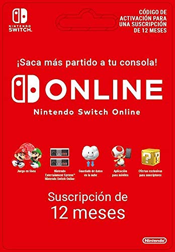 Nintendo Switch - Consola Estándar, Color Azul Neón/Rojo Neón Switch Online - 12 Meses (Código de Descarga)