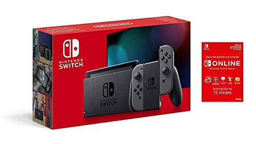 Nintendo Switch - Consola Estándar - Gris + Nintendo Switch Online - 12 Meses (Código de descarga)