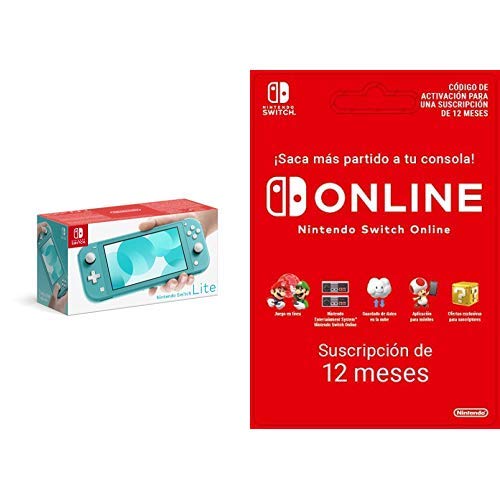 Nintendo Switch Lite Consola Azul Turquesa + Nintendo Switch Online 12 Meses (Código de descarga)