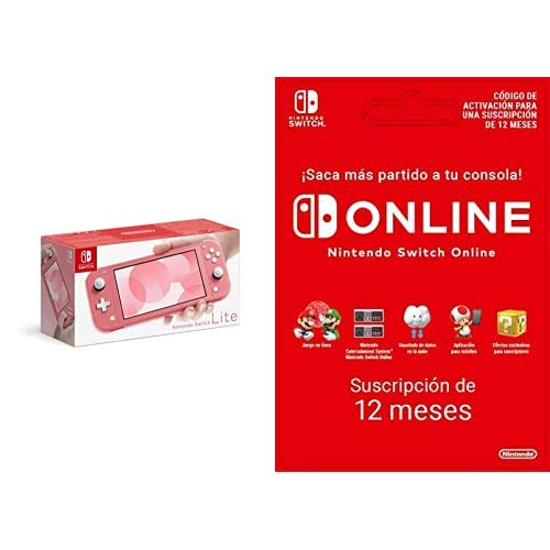 Nintendo Switch Lite - Consola Coral + Nintendo Switch Online - 12 Meses (Código de descarga)