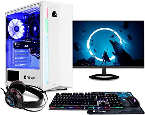 NITROPC - PC Gaming Pack Bronze Rebajas | PC Gamer (CPU AMD 3000G 2/4 x 3,50Ghz (Turbo) | Gráfica Vega 3) + Monitor 23,6" + Teclado + ratón + Cascos | RAM 16GB | M.2 512GB | HDD 1TB