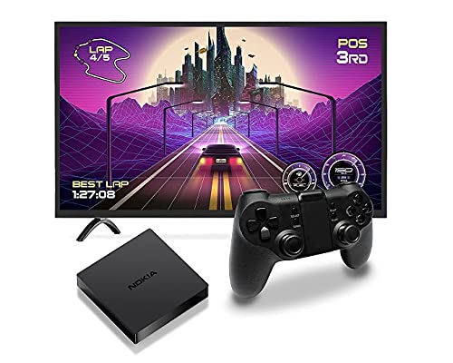 Nokia TV Box Android 4k uhd, Netflix, Amazon Prime, Disney+, asistente de google, smart tv box con Android 10 y Chromecast integrado, WiFi, HDMI, incluye mando a distancia Bluetooth