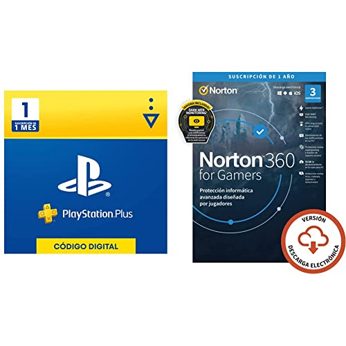 Norton 360 for Gamers 2022 | Antivirus software para 3 Dispositivos + Sony, PlayStation Plus - Suscripción 1 Mes | PS5/PS4/PS3 | Código de descarga PSN - Cuenta española