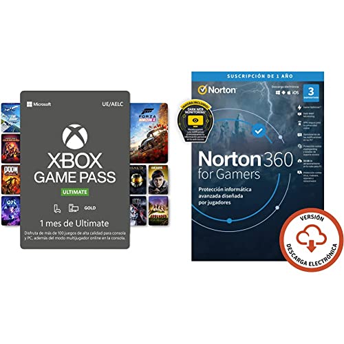 Norton 360 for Gamers 2022 | Antivirus software para 3 Dispositivos + Suscripción Xbox Game Pass Ultimate - 1 Mes | Xbox/Win 10 PC - Código de descarga