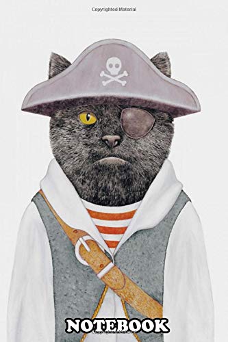 Notebook: Pirate Cat Kids Room Art , Journal for Writing, College Ruled Size 6" x 9", 110 Pages