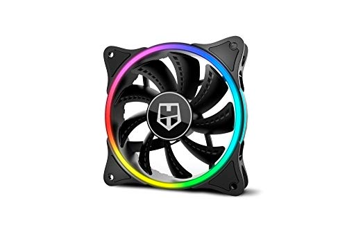 Nox Hummer X-FAN -NXHUMMERXFAN- Ventilador PC 120 mm, doble anillo LED ARGB Rainbow, ultra silencioso con pads goma antivibración, gran flujo de aire, 3 pines, color negro