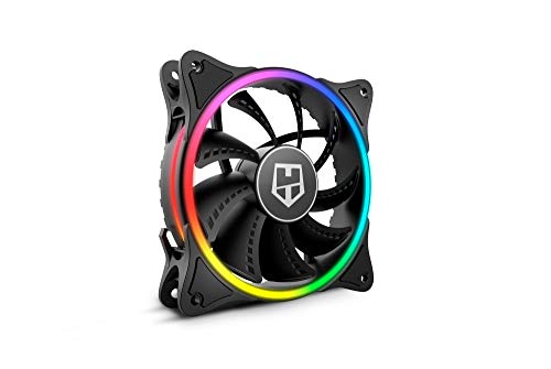 Nox Hummer X-FAN -NXHUMMERXFAN- Ventilador PC 120 mm, doble anillo LED ARGB Rainbow, ultra silencioso con pads goma antivibración, gran flujo de aire, 3 pines, color negro