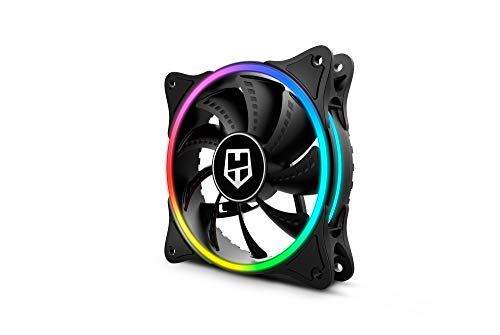 Nox Hummer X-FAN -NXHUMMERXFAN- Ventilador PC 120 mm, doble anillo LED ARGB Rainbow, ultra silencioso con pads goma antivibración, gran flujo de aire, 3 pines, color negro