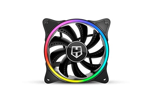 Nox Hummer X-FAN -NXHUMMERXFAN- Ventilador PC 120 mm, doble anillo LED ARGB Rainbow, ultra silencioso con pads goma antivibración, gran flujo de aire, 3 pines, color negro