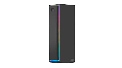 Nox Infinity Neon -NXINFTYNEON- Caja para ordenador, tira frontal ARGB rainbow, panel lateral templado,ventilador 120 mm ARGB pre-instalado, USB 3.0, color negro