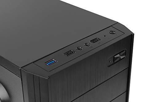 Nox LITE010 - NXLITE010 - Caja PC, frontal con acabado cepillado, fuente alimentación ATX 500W preinstalada, compatible con placas ATX, micro ATX e ITX, color negro