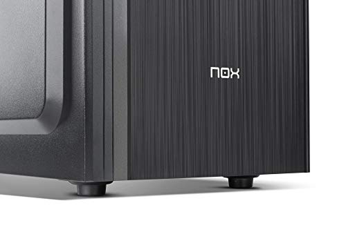 Nox LITE010 - NXLITE010 - Caja PC, frontal con acabado cepillado, fuente alimentación ATX 500W preinstalada, compatible con placas ATX, micro ATX e ITX, color negro
