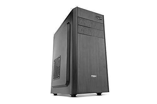 Nox LITE010 - NXLITE010 - Caja PC, frontal con acabado cepillado, fuente alimentación ATX 500W preinstalada, compatible con placas ATX, micro ATX e ITX, color negro