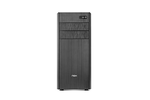 Nox LITE010 - NXLITE010 - Caja PC, frontal con acabado cepillado, fuente alimentación ATX 500W preinstalada, compatible con placas ATX, micro ATX e ITX, color negro