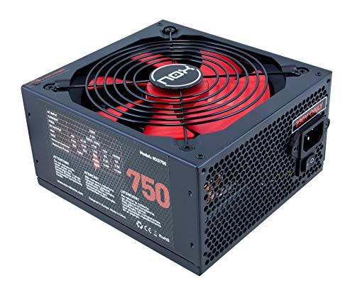 Nox NX 750W - NXS750 - Fuente de Alimentación 750W, compatible con SLI&Crossfire, ventilador 140mm, utra silenciosa, Multi GPU compatible, PFC activo, color negro