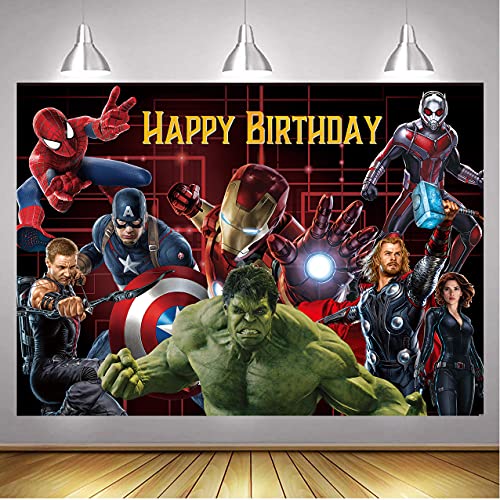 NSY The Avengers Background Marvel Superhero Telón de fondo para niños Superhéroes Tema de cumpleaños Decoración de fiestas Suministros para fotomatón de estudio (1,5 m x 0,9 m)