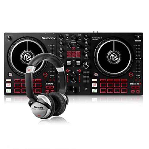 Numark Mixtrack Pro FX + HF125 - Controlador DJ de 2 secciones para Serato DJ con mezclador DJ e interfaz de audio + Auriculares de DJ Profesionales