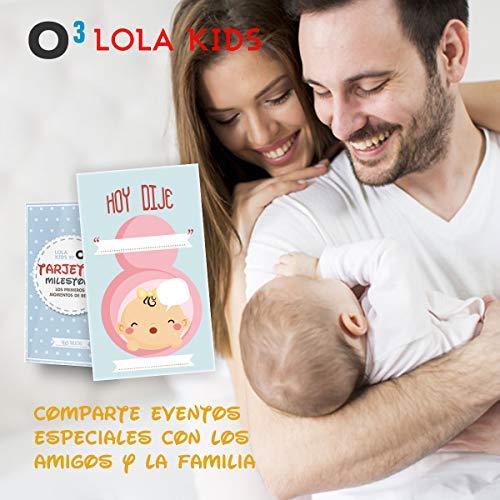 O³ Milestone Baby Cards Lola Kids – 40 Cartas En Español Para Primer Año De Bebé Con Caja De Regalo - Diseño Único | Tarjetas De Recuerdo - Tarjetas Milestone - Regalos Recien Nacidos - Babyshower