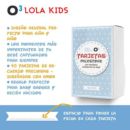 O³ Milestone Baby Cards Lola Kids – 40 Cartas En Español Para Primer Año De Bebé Con Caja De Regalo - Diseño Único | Tarjetas De Recuerdo - Tarjetas Milestone - Regalos Recien Nacidos - Babyshower