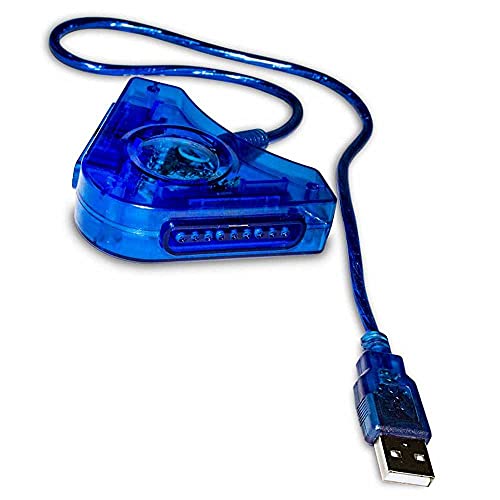 OcioDual Adaptador USB Doble Mando Compatible con Mandos PS1 PS2 PSX Azul Conversor Convertidor para PC Windows 7 10 Conector