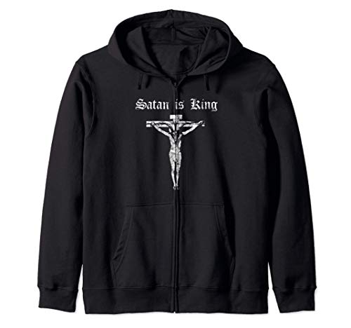 Oculto Satan Is King Gothic Grunge Satan Devil Black Atheist Sudadera con Capucha