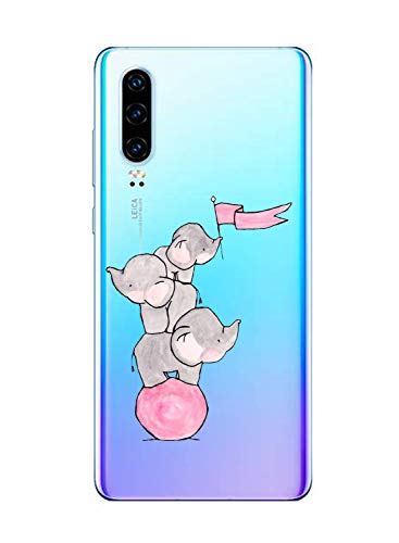 Oihxse Animal Serie Case Compatible con Huawei Honor 20S/PLAY3 Funda Transparente Suave Silicona Elefante Conejo Patrón Protector Carcasa Ultra-Delgado Creativa Anti-Choque Cover (A3)