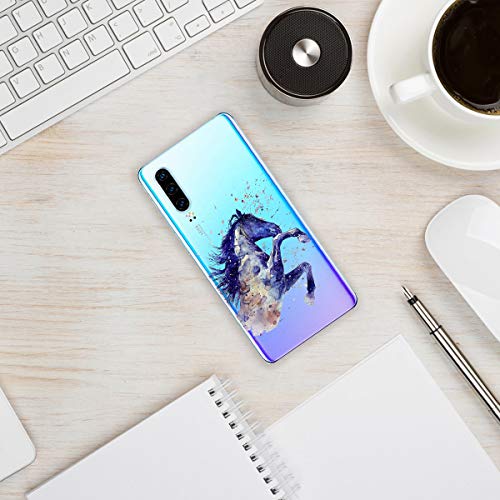 Oihxse Compatible con Huawei Honor 20S/PLAY3 Funda Suave Gel TPU Silicona Cristal Transparente Carcasa Acuarela Animal Pintado Patrón Protectora Estuche Bumper Caso Case (B6)