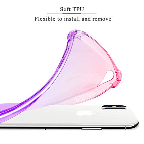 Oihxse Cristal Case - Compatible con Motorola Moto One/P30 Play Funda, Ultra-Delgado Silicona TPU Suave Airbag Gradiente de Color Carcasa Elegante Moda Lindo Protectora Cubierta (Rosa púrpura)