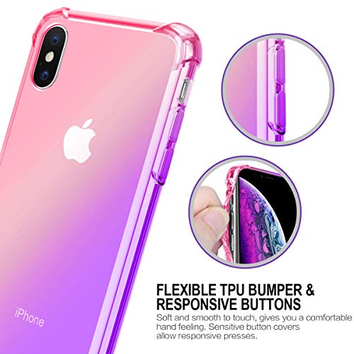 Oihxse Cristal Case - Compatible con Motorola Moto One/P30 Play Funda, Ultra-Delgado Silicona TPU Suave Airbag Gradiente de Color Carcasa Elegante Moda Lindo Protectora Cubierta (Rosa púrpura)