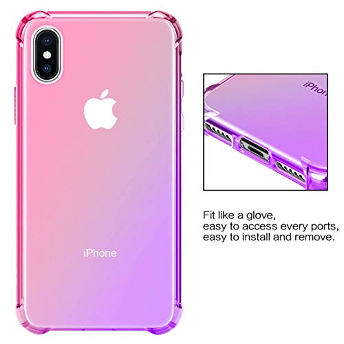 Oihxse Cristal Case - Compatible con Motorola Moto One/P30 Play Funda, Ultra-Delgado Silicona TPU Suave Airbag Gradiente de Color Carcasa Elegante Moda Lindo Protectora Cubierta (Rosa púrpura)