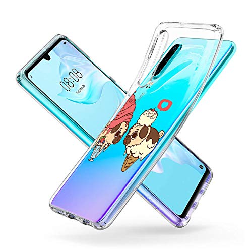 Oihxse Transparente Funda para Huawei Honor 20S/PLAY3 Ultrafina Silicona Suave TPU Carcasa Interesante Perro Patrón Flexible Protectora Estuche Antigolpes Anti-Choque (A7)