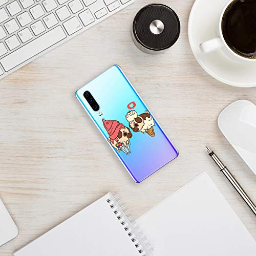 Oihxse Transparente Funda para Huawei Honor 20S/PLAY3 Ultrafina Silicona Suave TPU Carcasa Interesante Perro Patrón Flexible Protectora Estuche Antigolpes Anti-Choque (A7)