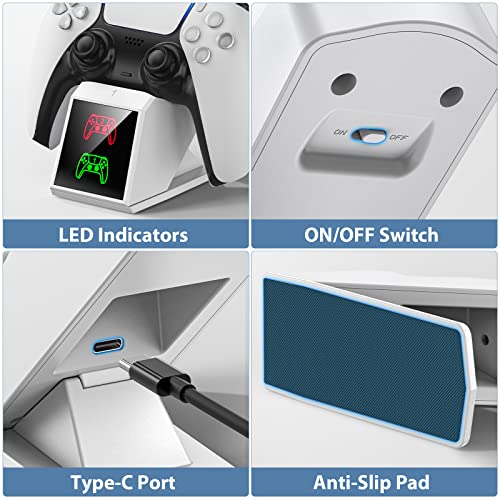 OIVO Estación de carga para mando de PS5, estación de carga para PS5 con chip de carga de 2 horas y enchufe europeo, para mando inalámbrico Sony PlayStation 5