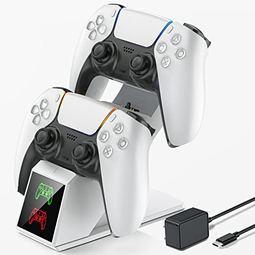 OIVO Estación de carga para mando de PS5, estación de carga para PS5 con chip de carga de 2 horas y enchufe europeo, para mando inalámbrico Sony PlayStation 5