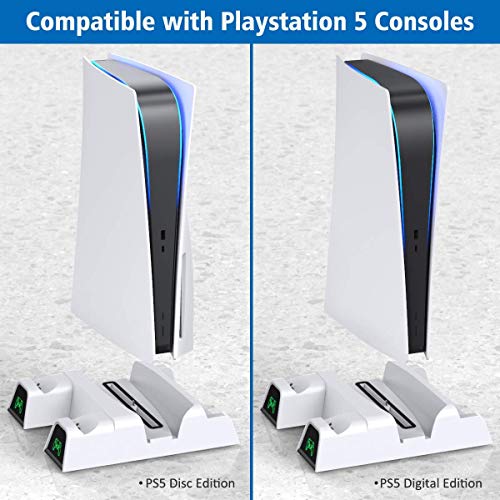 OIVO Soporte Vertical con Ventilador de Refrigeración para Playstation 5, Soporte PS5 con Cargador Mando PS5 y Ranuras de 12 Juegos para Playstation 5 Console