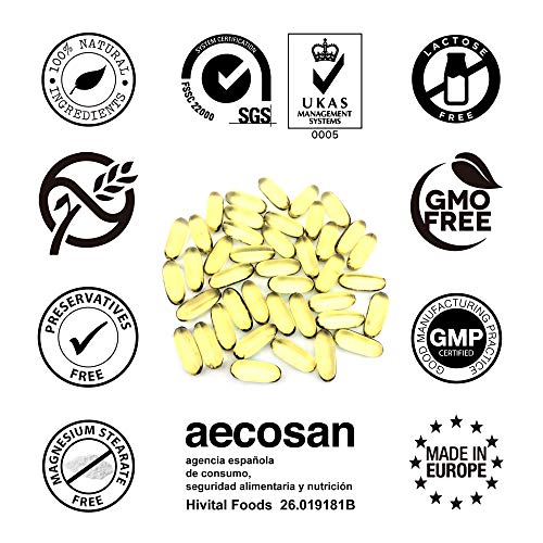 Omega 3 2000 mg | 200 cápsulas para más de 3 meses | Con 800 mg EPA, 400 mg DHA y Vitamina E Natural | El único con Aceite de Pescado Español que contribuye a la salud cardíaca, cerebral y ocular