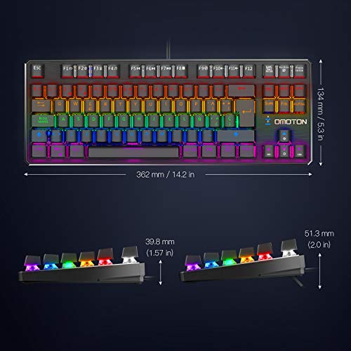 OMOTON Teclado Mecánico,Mini Gaming Teclado RGB-LED, Macro Personalizada-Pequeño Gaming Teclado Español con Azul Interruptor para PS5/PS4/PC/Windows-88 Teclas Anti-ghosting sin Teclado numérico