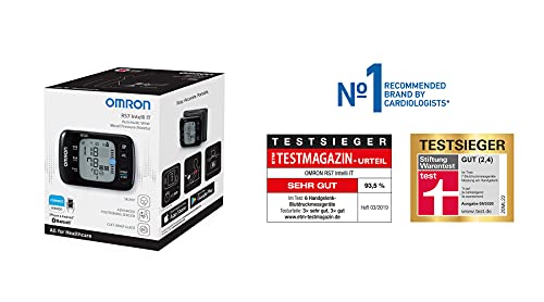 OMRON RS7 Intelli IT - Tensiómetro de muñeca con sensor de posición y conectividad Bluetooth para uso doméstico o externo, color negro